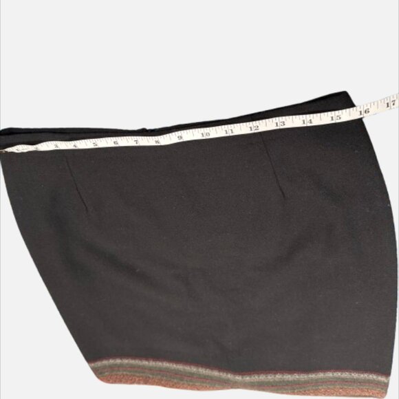 Michele Woven Black Fringe Hem Southwestern Band Pattern Midi Skirt (Size 12) - Picture 3 of 7